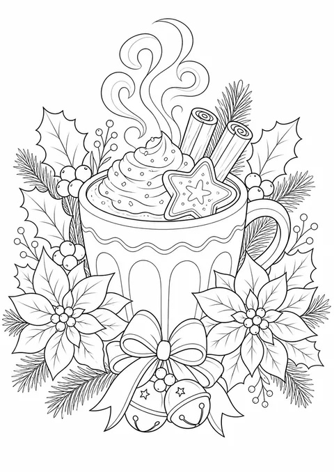 Risco de caneca de chocolate quente natalina